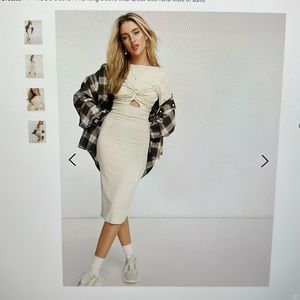 ASOS design rib long sleeve midi twist front dress